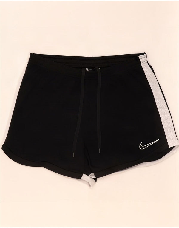Pantaloncini sportivi Nike Dri Fit da donna UK 10 Small Nero Colourblock Poliestere