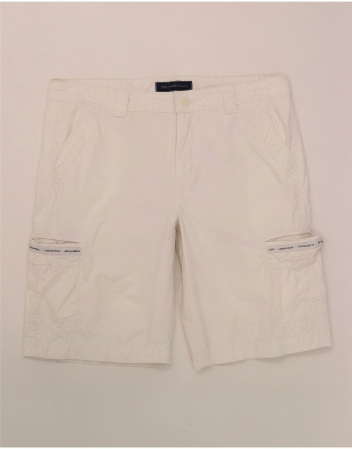 Trussardi Mens Cargo Shorts W34 Grande Algodão Branco