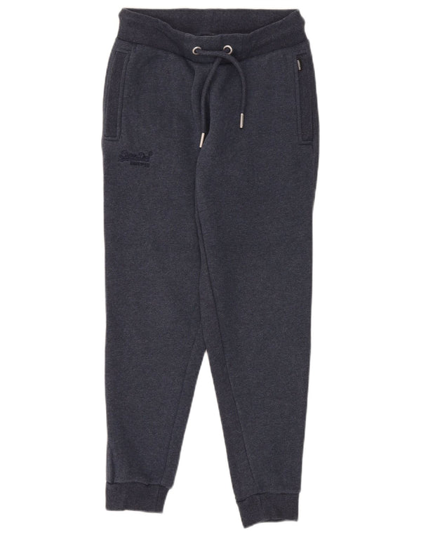 Superdry Womens Tracksuit Trousers Joggers UK 8 Small Navy Blue Cotton