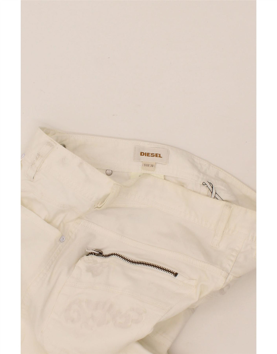 DIESEL Womens Slim Casual Trousers W30 L30 White Cotton Vintage Diesel and Second-Hand Diesel from Messina Hembry 