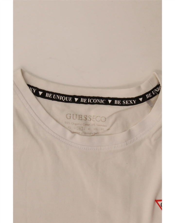 Guess Womens T-Shirt Top UK 12 Medium White