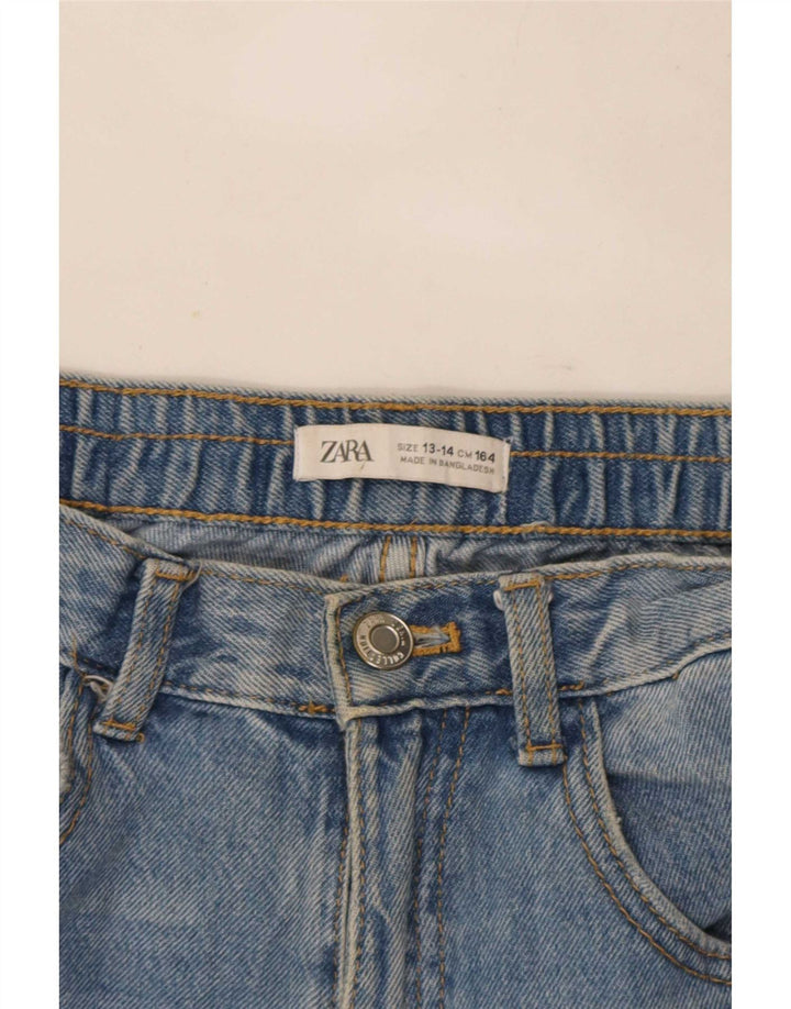 Zara Boys Distressed Straight Jeans 13-14 Years W28 L25 Blue