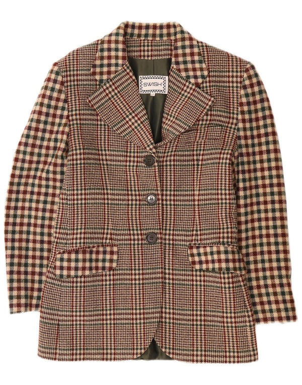 Chaqueta tipo blazer de 3 botones para mujer Swish IT 42 Lana de pata de gallo marrón medio