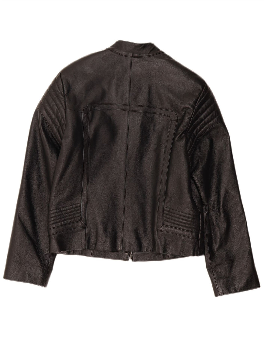 VINTAGE Womens Biker Leather Jacket UK 8 Small Black Leather