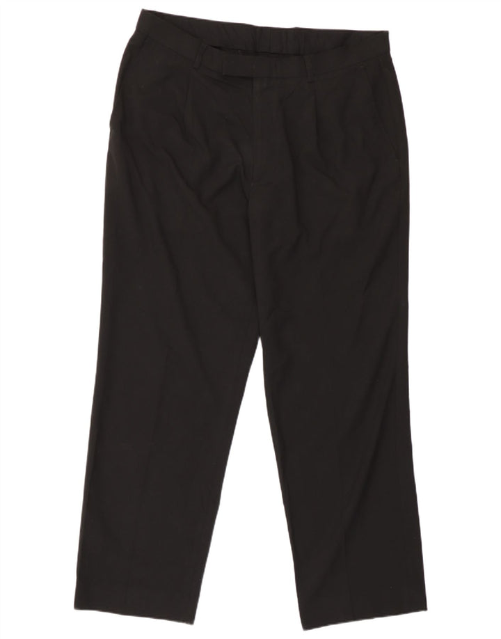 Marks & Spencer Mens Straight Suit Trousers W36 L29 Black Polyester