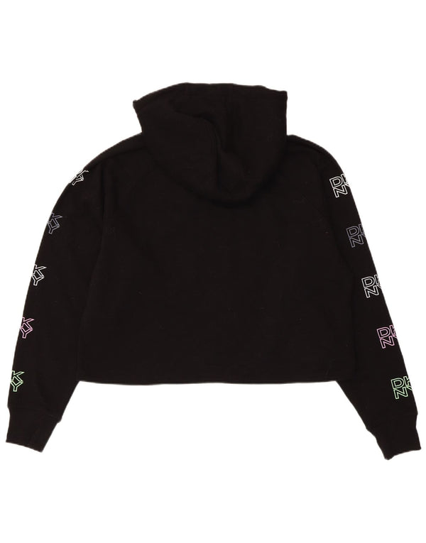 Dkny Pulover supradimensionat cu glugă cu grafic pentru femei UK 6 XS Bumbac negru