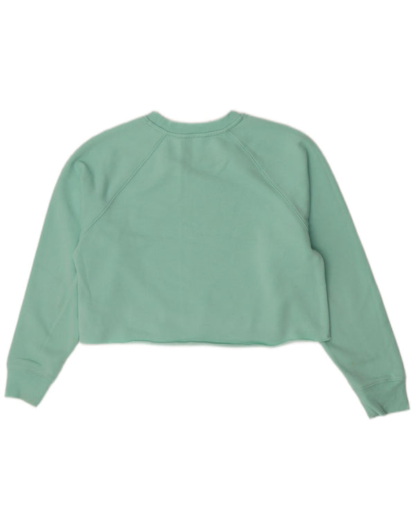 Dkny Donna Crop Oversize Felpa Maglione UK 10 Piccolo Turchese Cotone