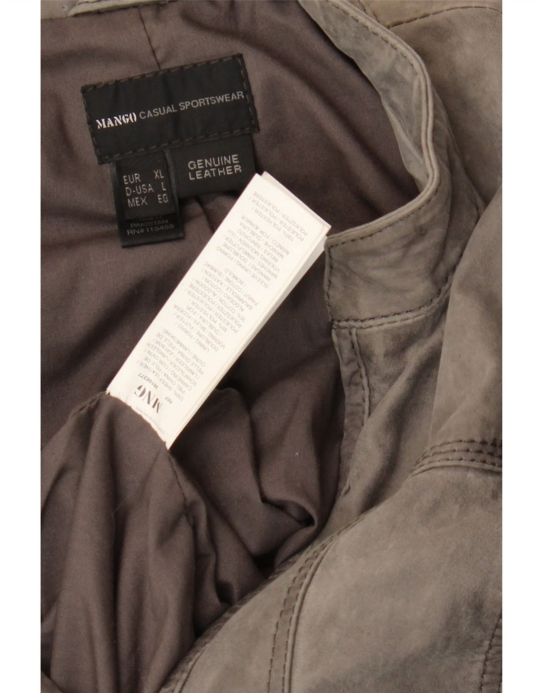Mango Womens Suede Jacket UK 16 Large Grey Sheepskin