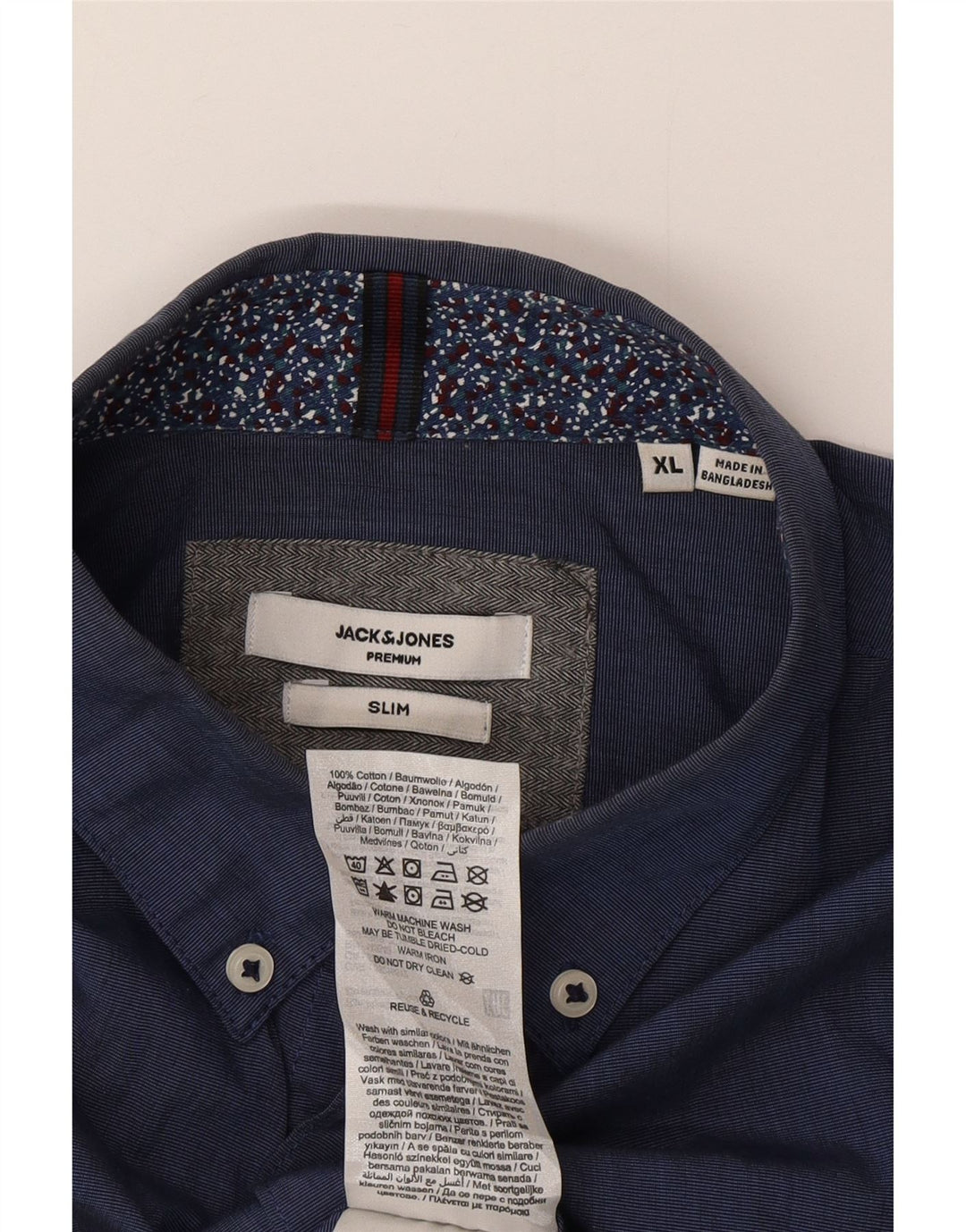 Jack & Jones Mens Slim Shirt XL Blue Cotton