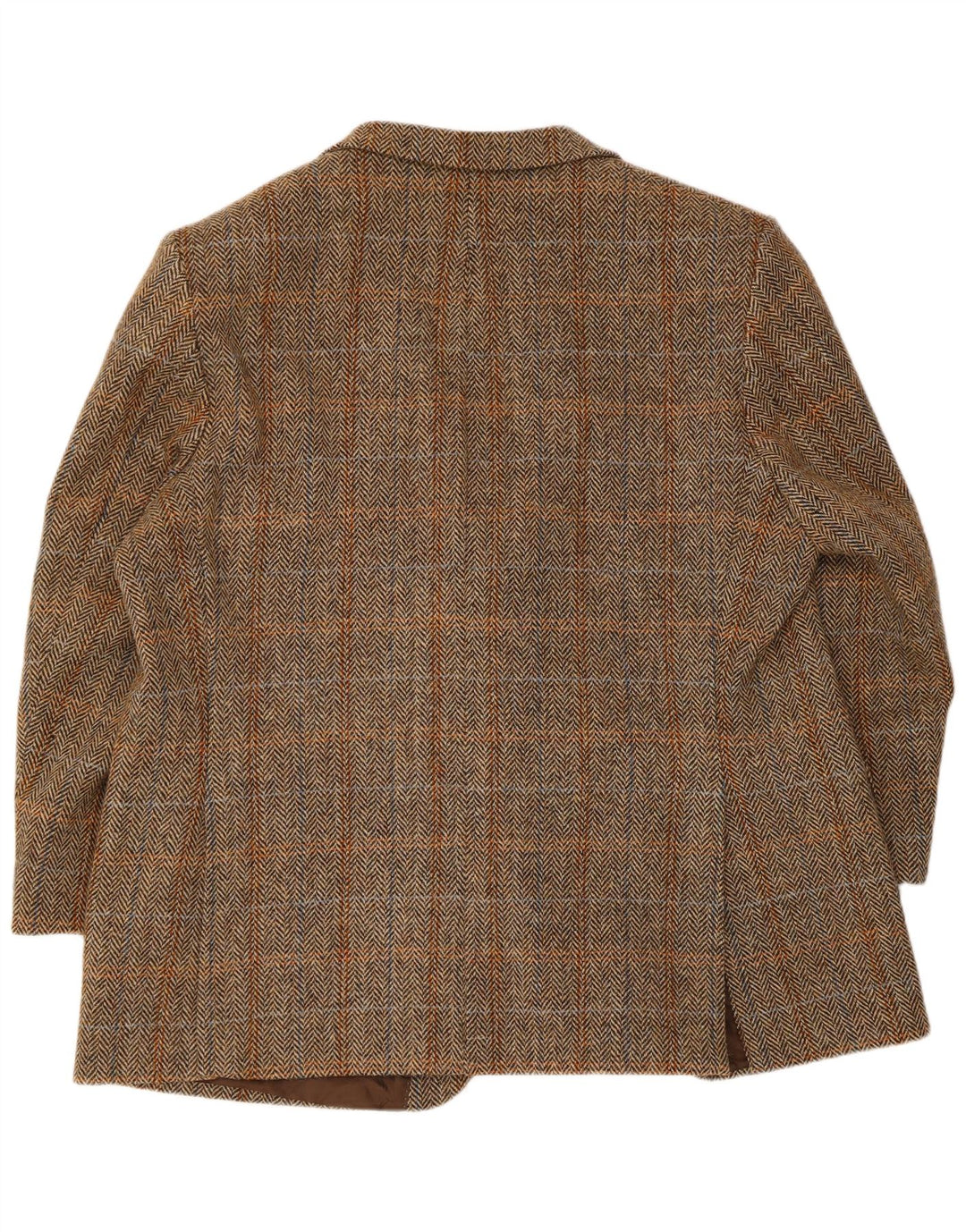 Harris Tweed Mens 2 Button Blazer Jacket UK 42 XL Brown Plaid New Wool
