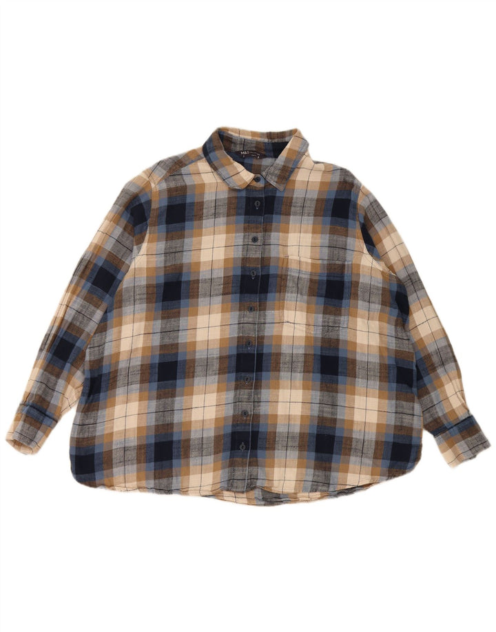 Marks & Spencer Womens Flannel Shirt UK 18 XL Multicoloured Check Cotton