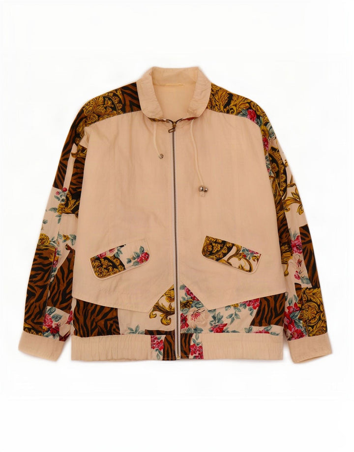 Andy Johns Womens Oversized Rain Jacket UK 14 Medium Off White Animal Print
