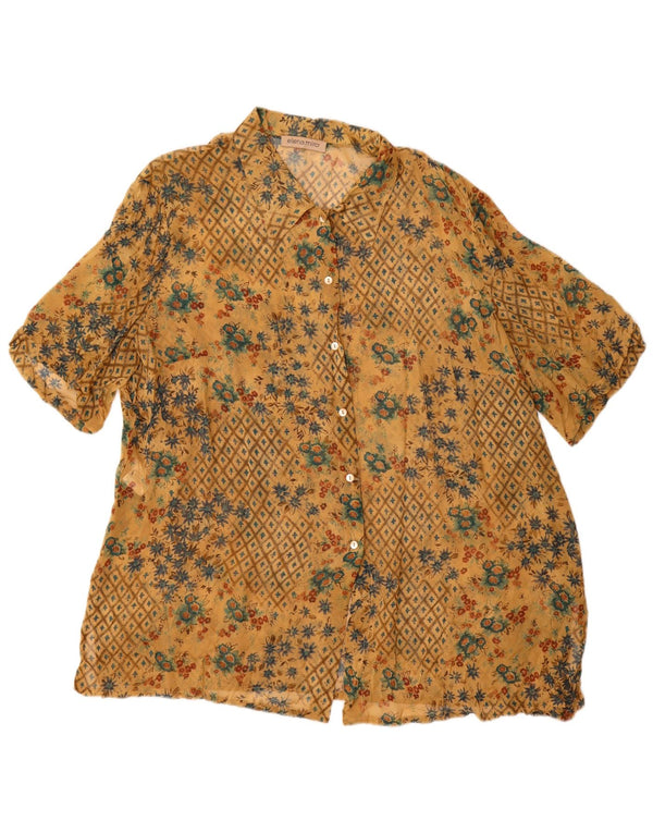 ELENA MIRO Chemisier à manches courtes pour femme UK 20 2XL Jaune Floral