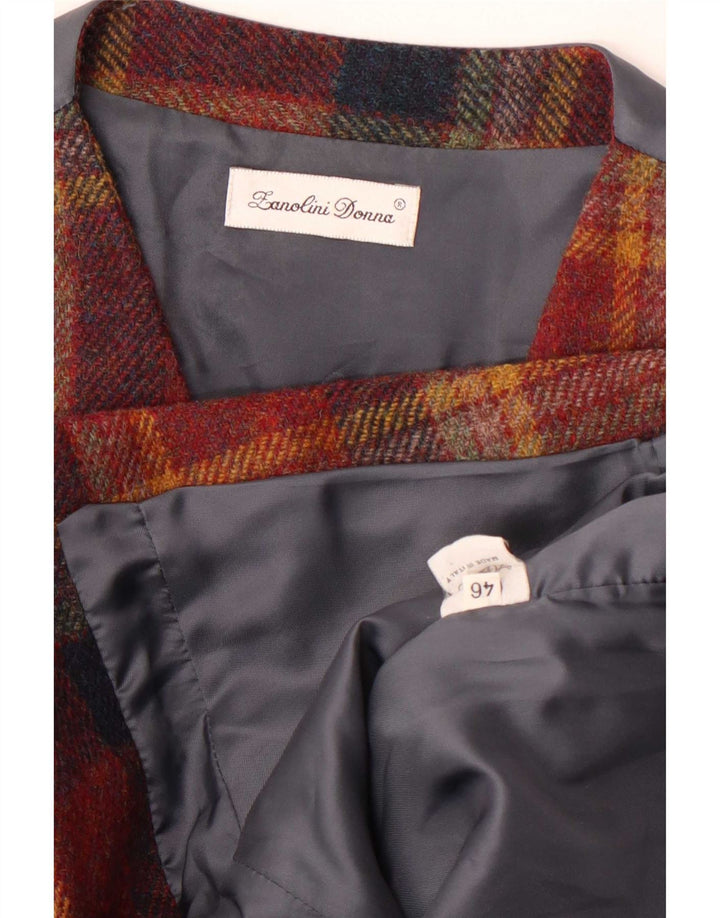 Vintage Damevest IT 46 Stor Rød Plaid Uld