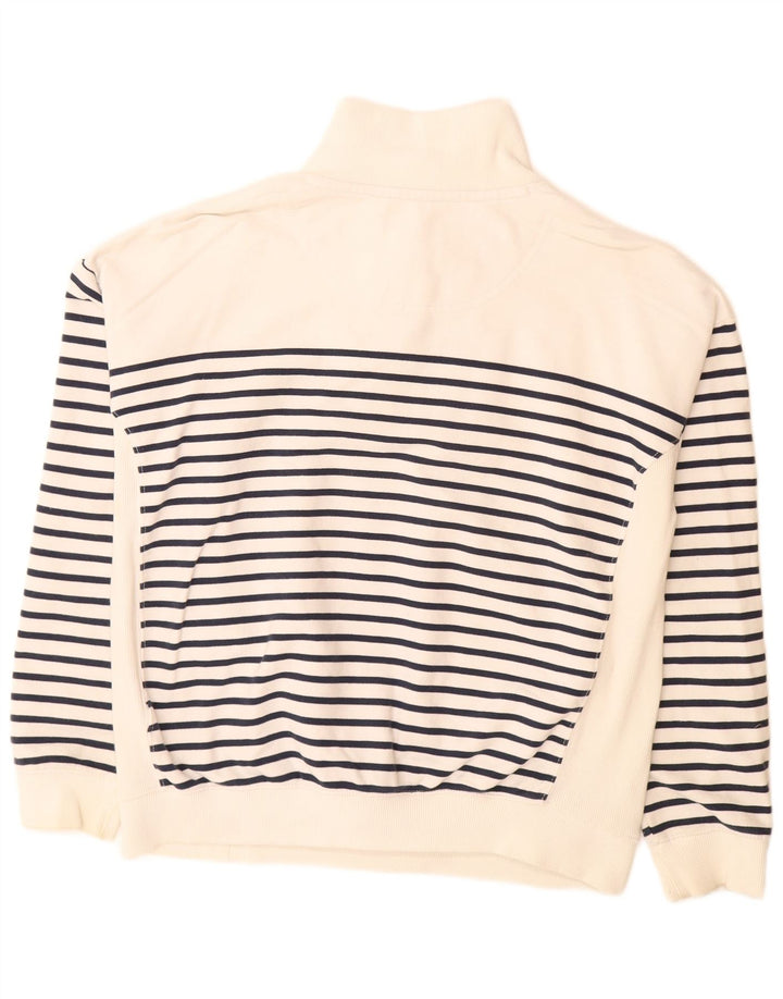 Fat Face Womens Sweatshirt Jumper UK 14 Medium Off White Striped Cotton