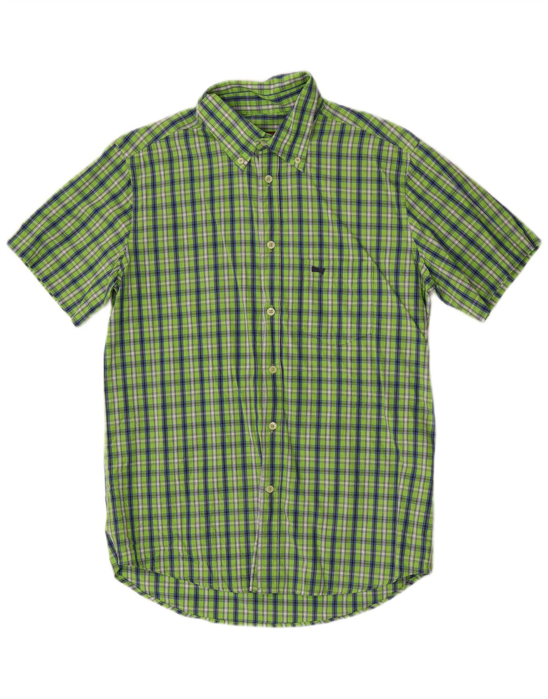 Camicia Carrera da uomo a maniche corte vestibilità regolare in cotone a quadri verdi grandi