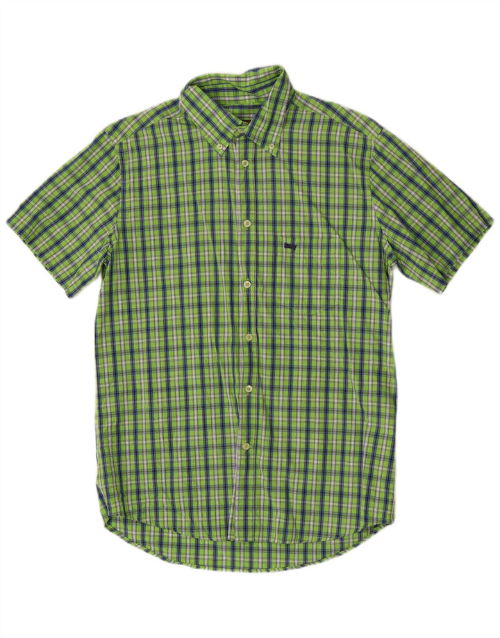 Camicia Carrera da uomo a maniche corte vestibilità regolare in cotone a quadri verdi grandi