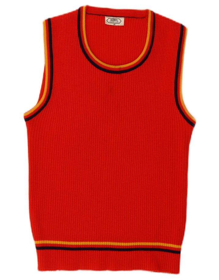 Canottiera vintage da donna UK 12 rosso medio in poliacrilico
