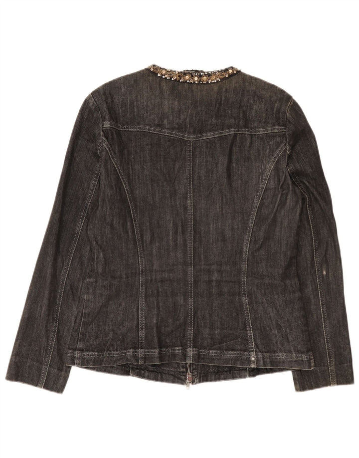 Marella Chaqueta Vaquera para Mujer UK 46 Grande Algodón Gris