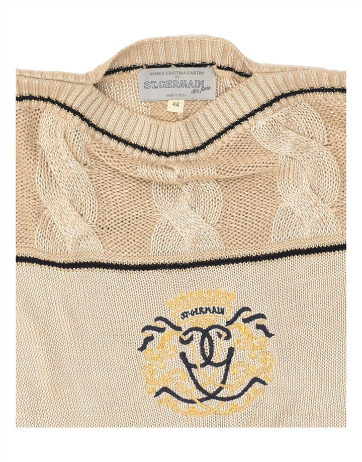 VINTAGE Womens Graphic Crew Neck Jumper Sweater EU 44 XL Beige Colourblock | Vintage Vintage | Thrift | Second-Hand Vintage | Used Clothing | Messina Hembry 