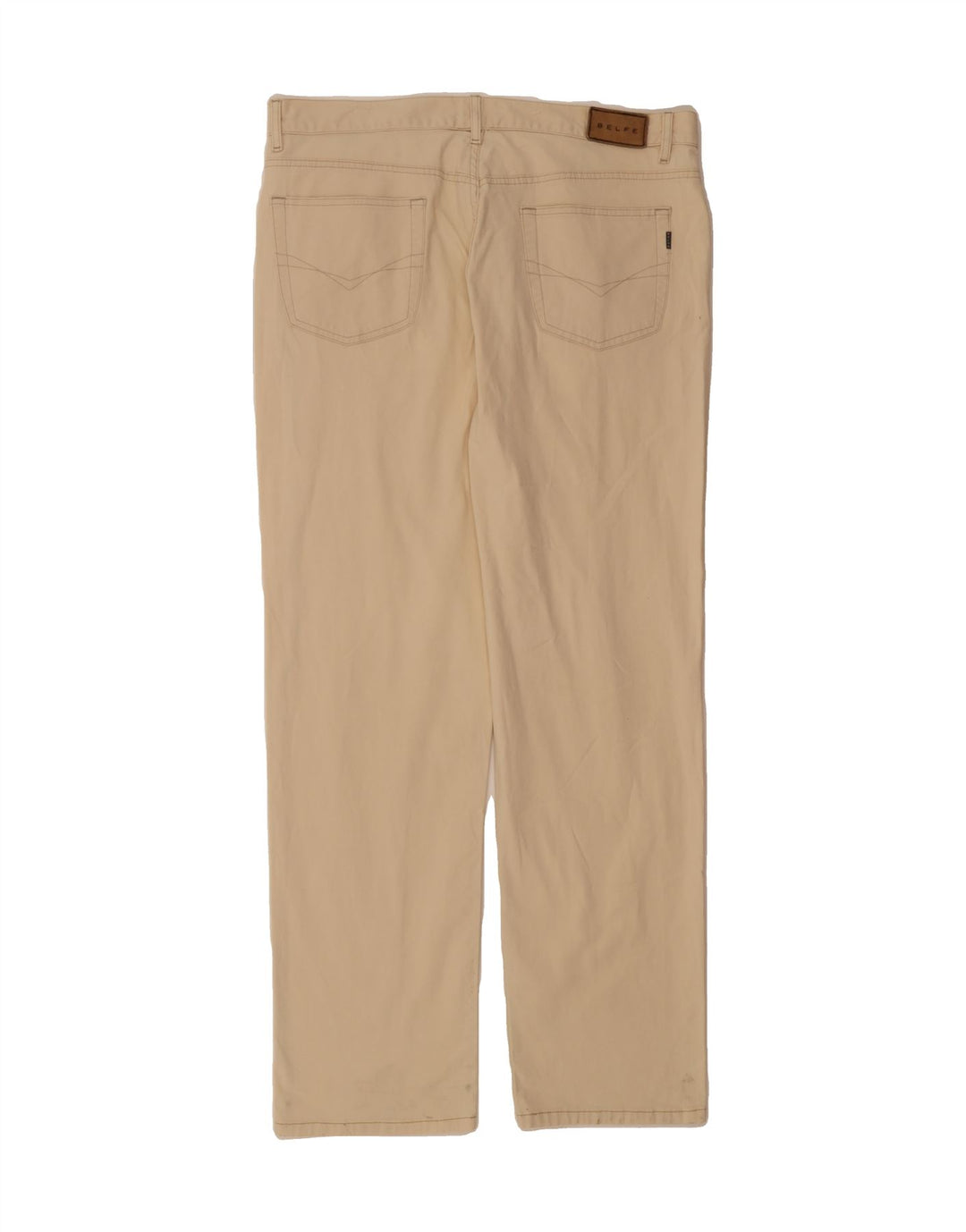 BELFE Mens Straight Casual Trousers W38 L32 Beige Cotton Vintage Belfe and Second-Hand Belfe from Messina Hembry 