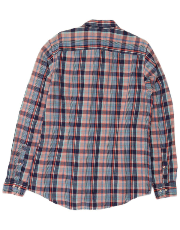 Tommy Hilfiger Camisa Hombre XL Lino A Cuadros Azul