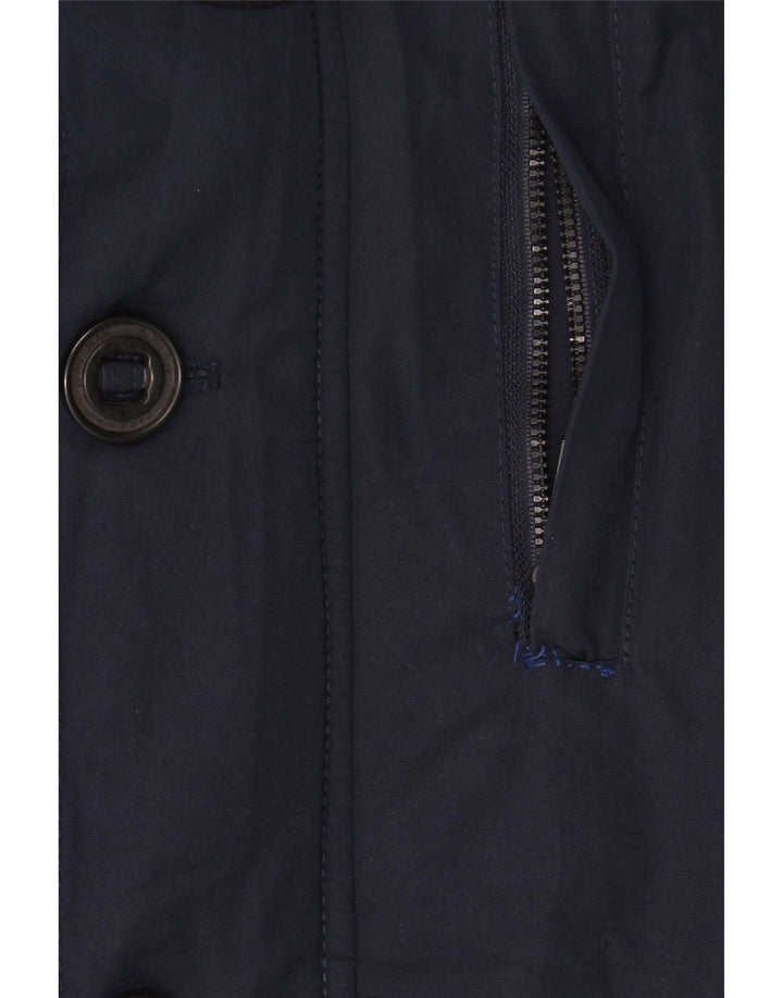 ZARA Mens Hooded Parka Jacket UK 40 Large Navy Blue Polyester