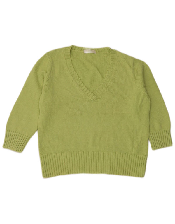 Marks & Spencer női 3/4 ujjú V-nyakú pulóver UK 18 XL zöld