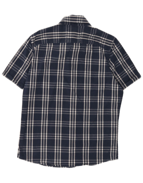 Hollister Mens Short Sleeve Shirt Medium Navy Blue Check Cotton