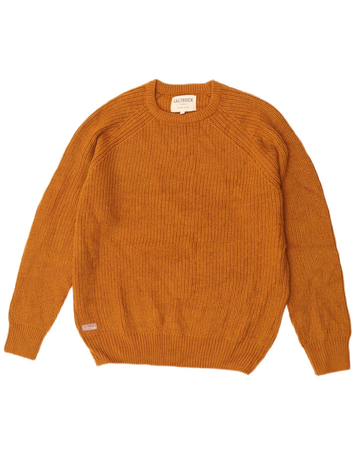 Saltrock Mens Crew Neck Jumper Sweater Large Yellow Acrylic