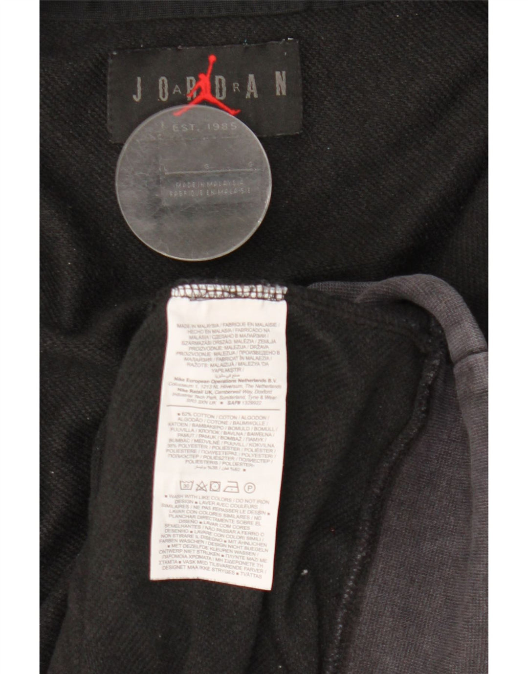 Jordan Mens Zip Hoodie Sweater Large Grey Cotton