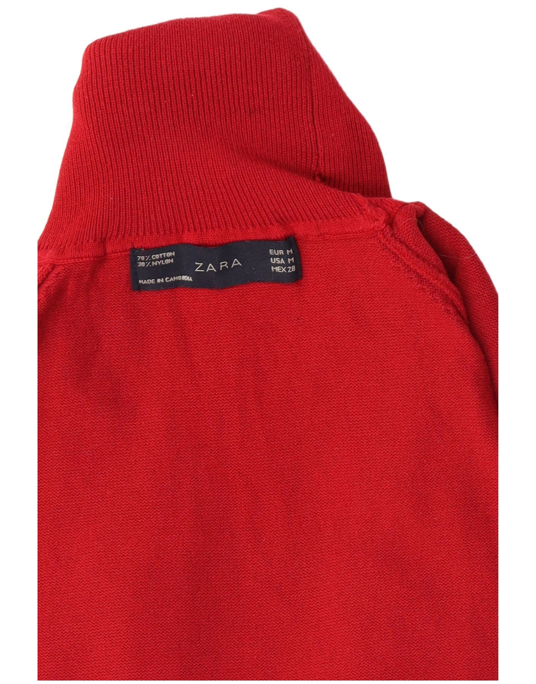 Zara Womens Short Sleeve Roll Neck Jumper Sweater UK 12 Medium Red