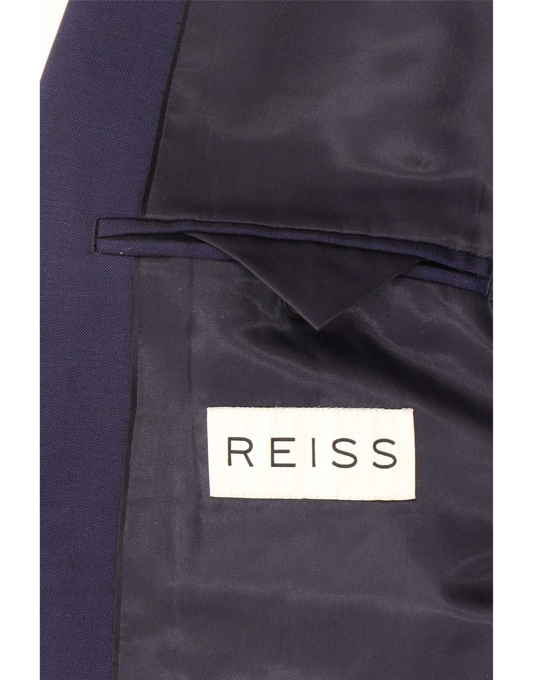 Reiss Mens 1 Button Blazer Jacket UK 38 Medium Navy Blue Wool