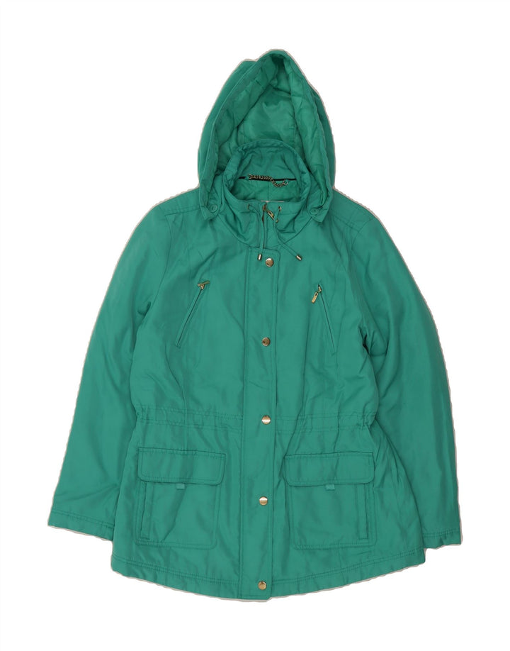 MARKS & SPENCER Womens Hooded Windbreaker Jacket UK 12 Medium  Green Vintage Marks & Spencer and Second-Hand Marks & Spencer from Messina Hembry 