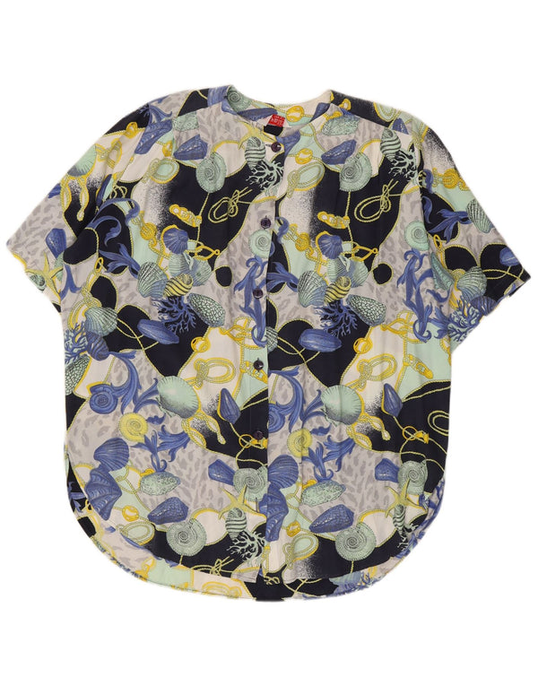 Vintage kvinders abstrakt mønster skjorte bluse UK 16 Large Multicolor