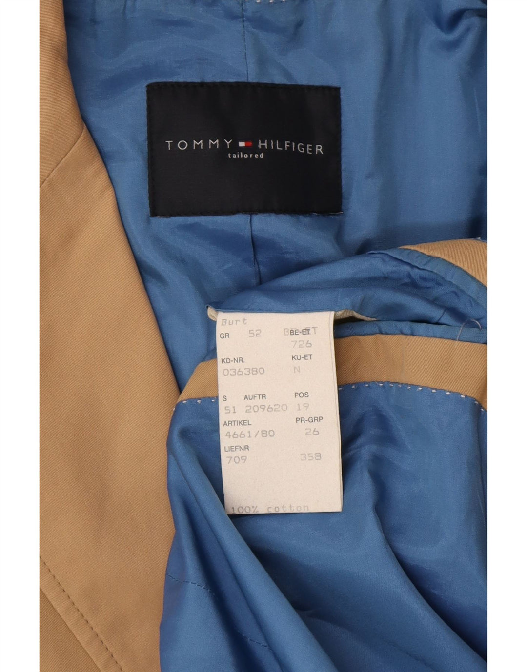 TOMMY HILFIGER Herre 2-knaps blazerjakke EU 52 XL Beige Bomuld