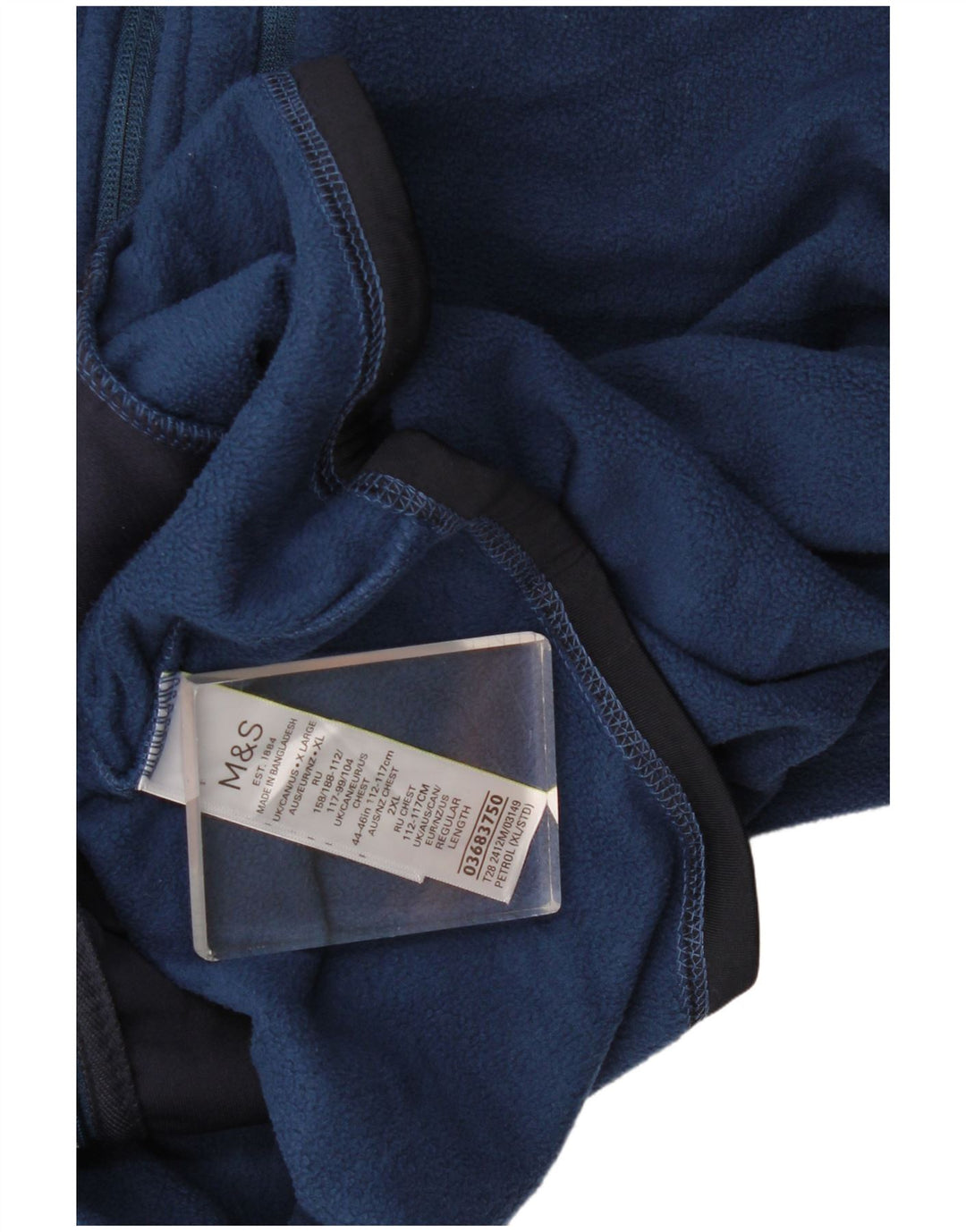 Marks & Spencer Mens Fleece Jacket UK 42 XL Navy Blue Polyester