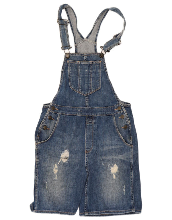 Fat Face Kvinders Distressed Dungarees Denim Shorts UK 6 XS W28 Medium Blue
