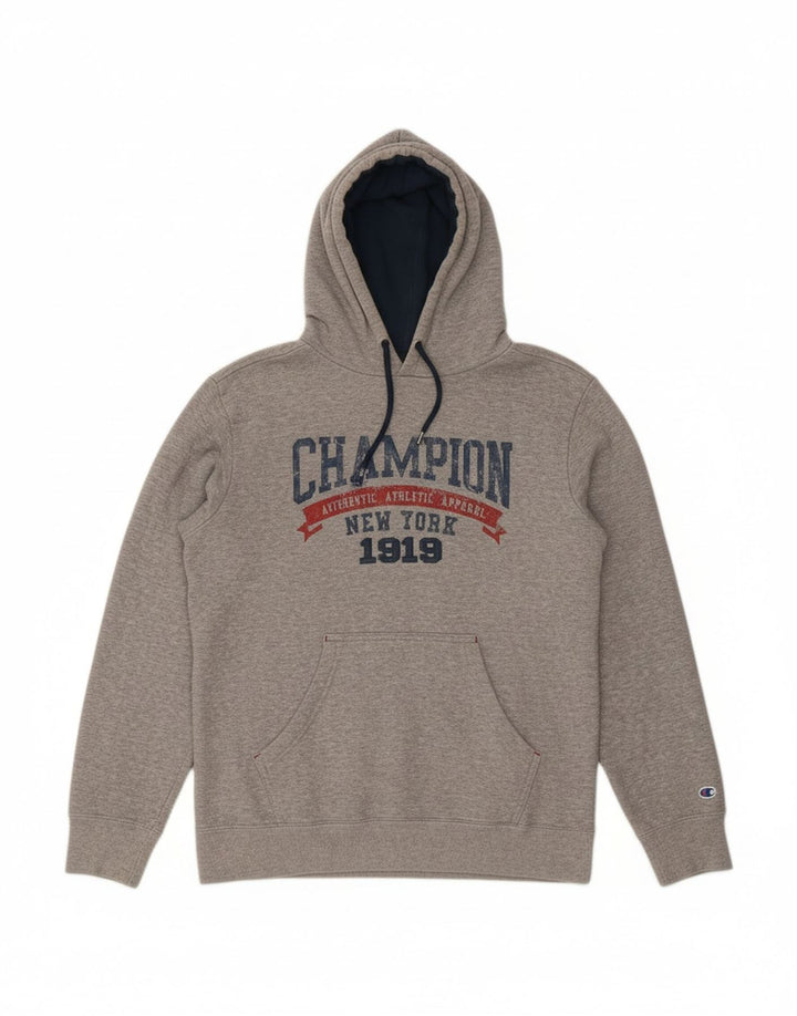 CHAMPION Mens Graphic Hoodie Jumper Medium Grey