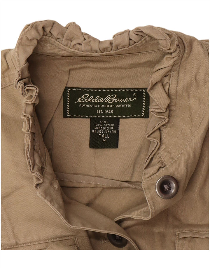 Eddie Bauer Dame Høj Blazer Jacket UK 12 Medium Beige Bomuld