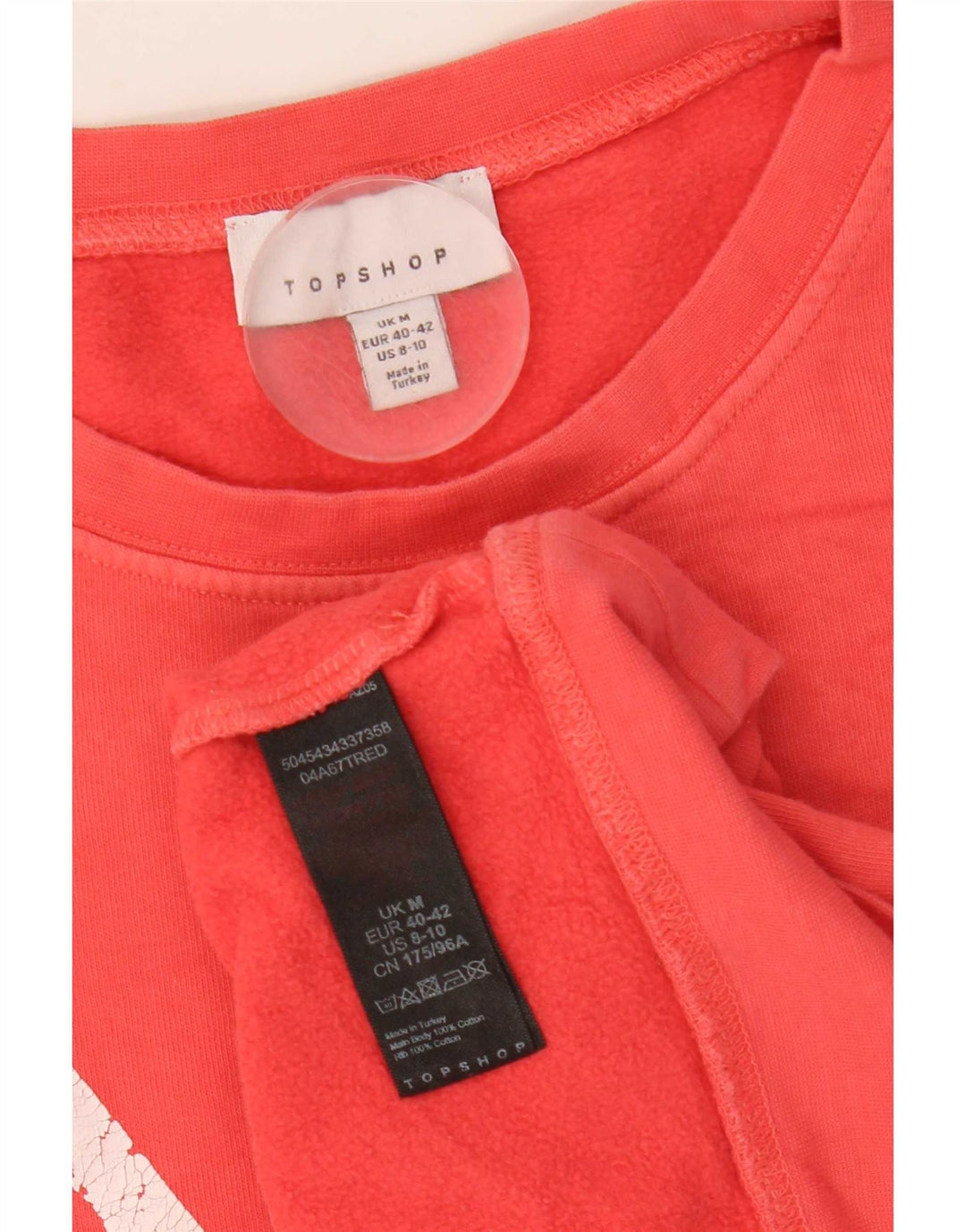 Topshop Womens Graphic Oversized Sweatshirt Jumper UK 14 Medium Pink Cotton