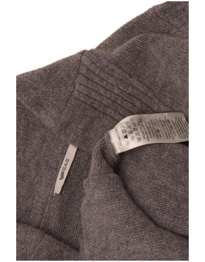 Gas Mens Cardigan Sweater Small Grey Wool