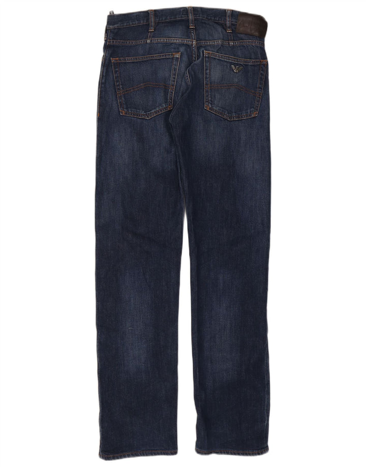Armani Mens Regular Fit Straight Jeans W30 L32 Navy Blue Cotton
