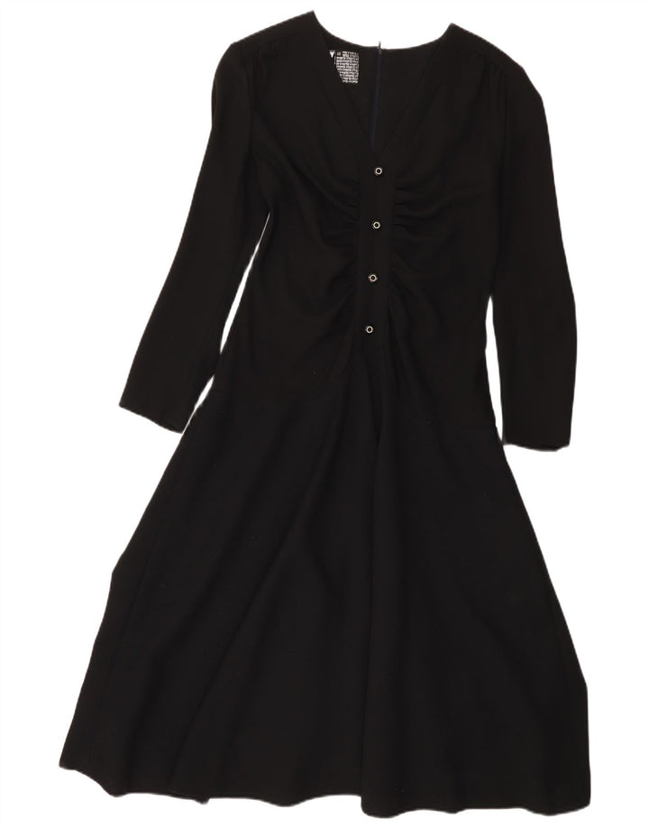 Yvette Womens Long Sleeve A-Line Dress EU 40 Medium Black Acetate