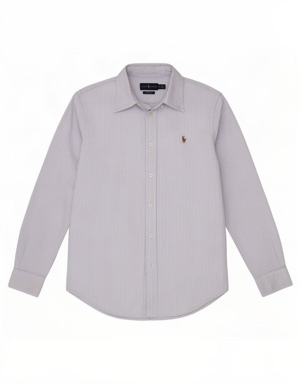 Camicia su misura da donna Ralph Lauren UK 12 gessato blu medio
