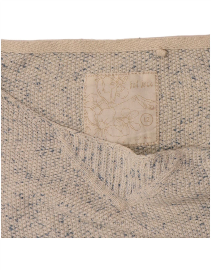 FAT FACE Womens Boat Neck Jumper Sweater UK 12 Medium White Flecked