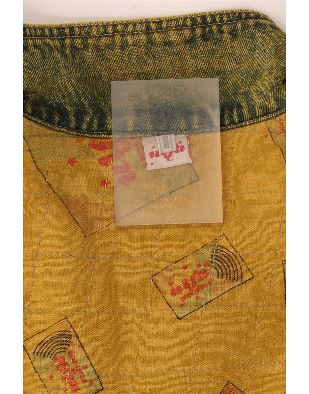 Ulfa Mens Loose Fit Denim Jacket UK 38 Medium Yellow Cotton 80s