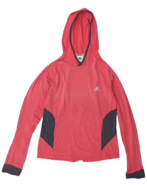 Женский джемпер с капюшоном Adidas UK 12, средний розовый, нейлон с цветными блоками