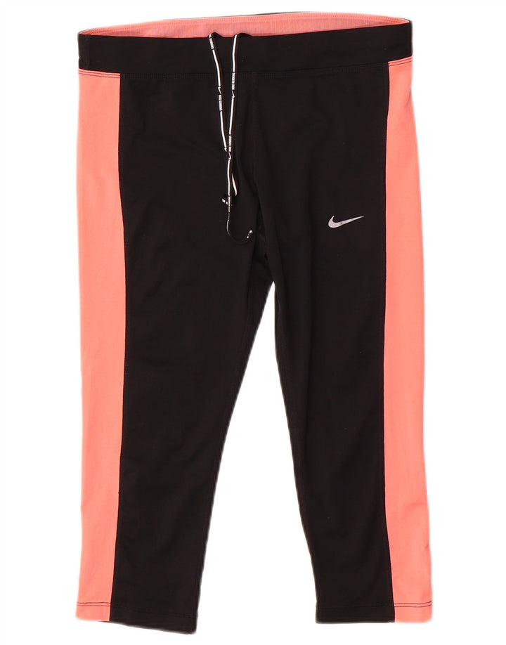 Nike Womens Dri Fit Capri Leggings UK 14 Medium Black Colourblock