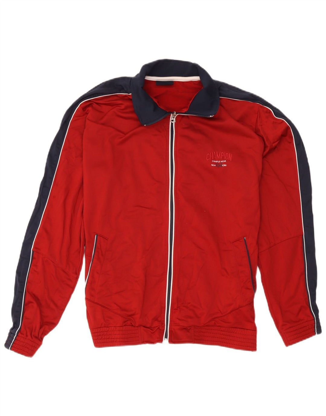Champion Womens Tracksuit Top Jacket UK 16 Large Red Colourblock Polyester